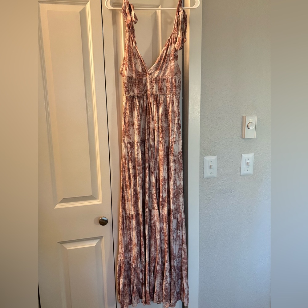 Lulu's Blush Pink Floral Tie-Shoulder Maxi Dress - Picture 6 of 10